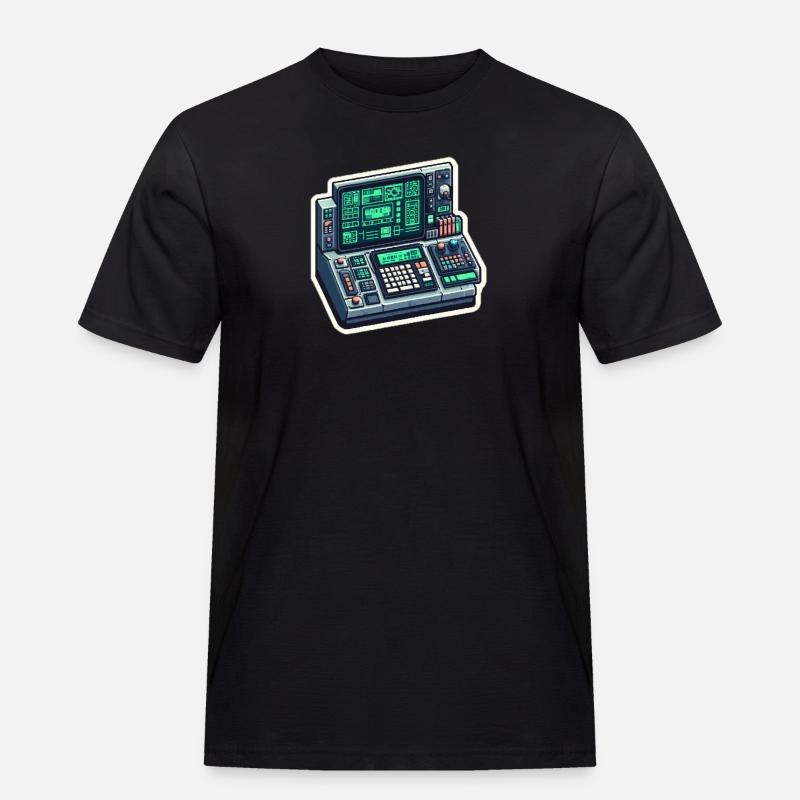 Retro Computer Console Neon - Männer Workwear T-Shirt - Schwarz