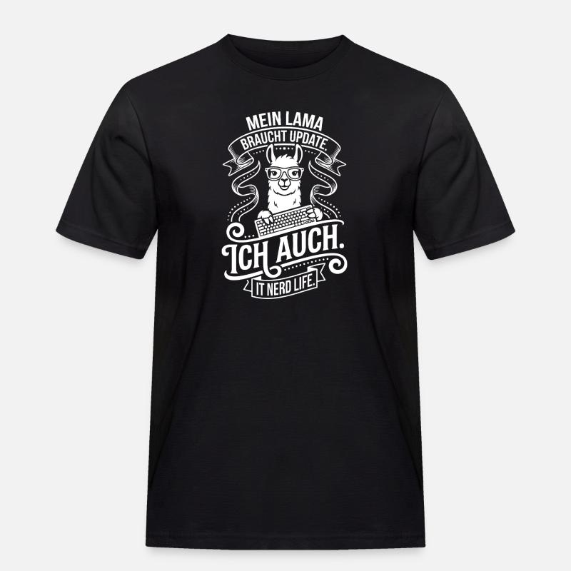 Mein Lama braucht Update - Männer Workwear T-Shirt - Schwarz