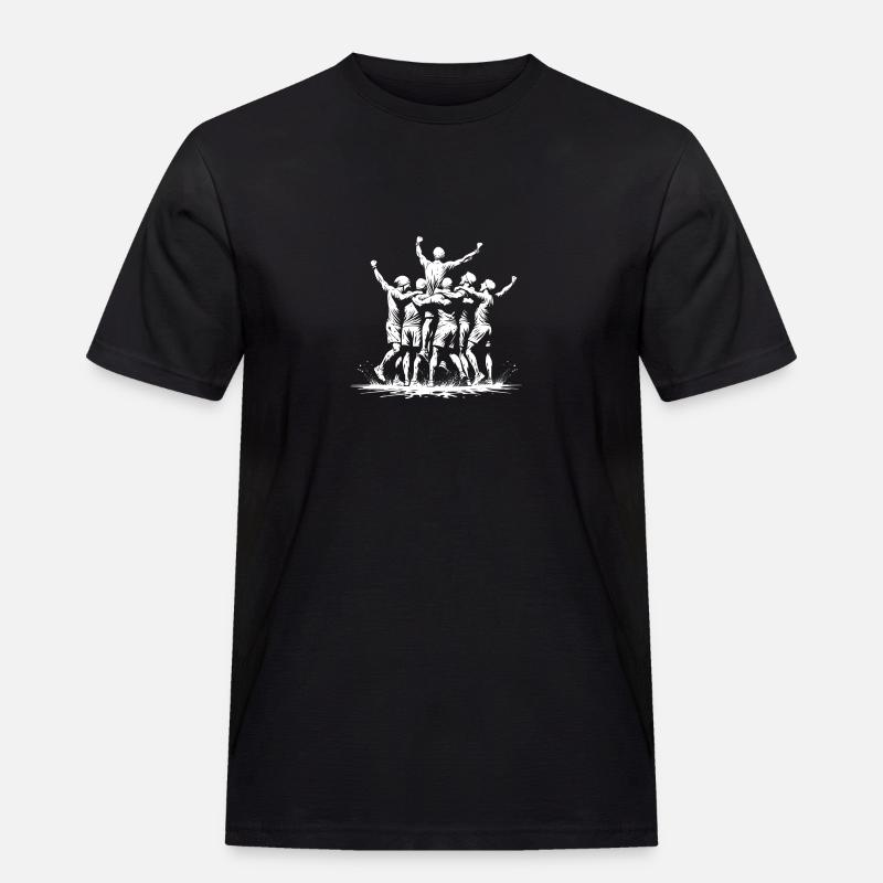 Sieg als Mannschaft - Männer Workwear T-Shirt - Schwarz