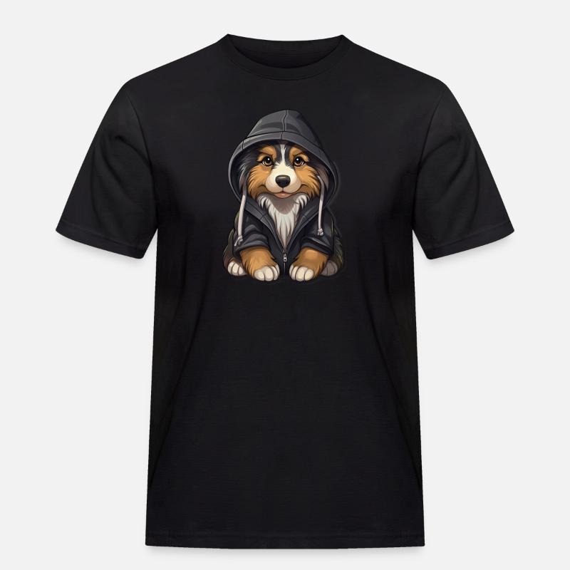 Cooler Australian Shepherd in Freizeitkleidung - Männer Workwear T-Shirt - Schwarz
