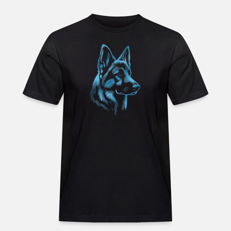 Deutscher Schäferhund Kopf blau - Männer Workwear T-Shirt - Schwarz