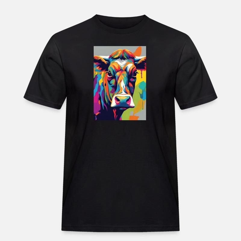 Kuhschädel bunt - Männer Workwear T-Shirt - Schwarz