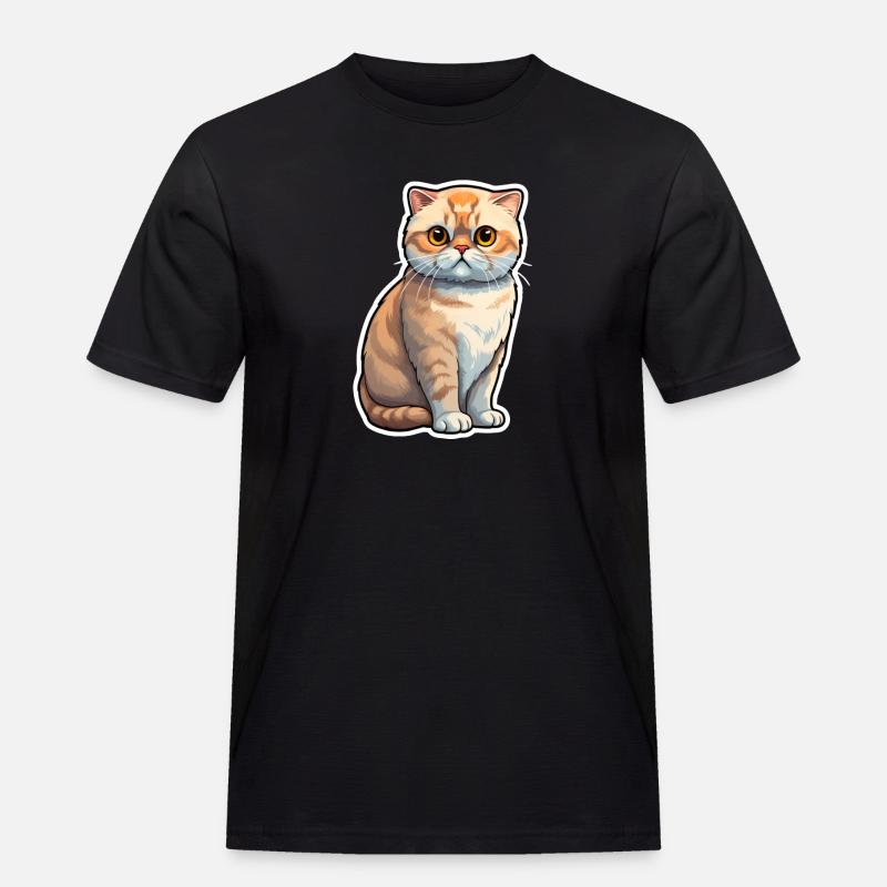 Scottish Fold Katze - Männer Workwear T-Shirt - Schwarz
