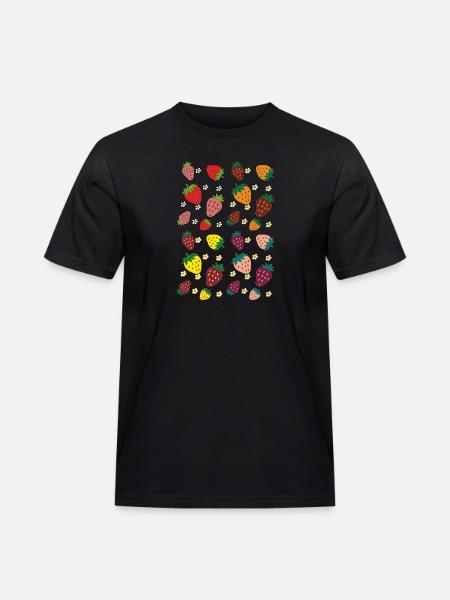 erdbeeren bunt - Männer Workwear T-Shirt - Schwarz