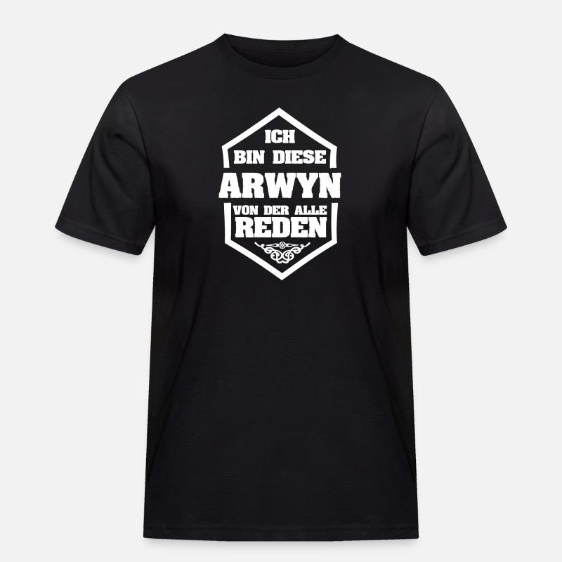 Arwyn als Rufname - Männer Workwear T-Shirt - Schwarz