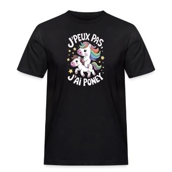 J' peux pas j'ai Poney - T-shirt Workwear homme - noir - Devant - AI Model Male 178 light (178cm)