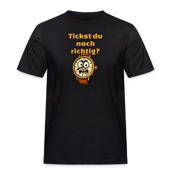 Tickst du noch ganz richtig? Eine wütende Uhr - Männer Workwear T-Shirt - Schwarz - Vorne - AI Model Male 178 light (178cm)