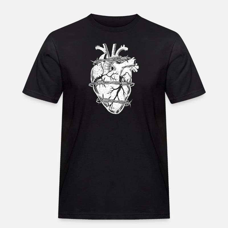Stacheldraht Herz - Männer Workwear T-Shirt - Schwarz