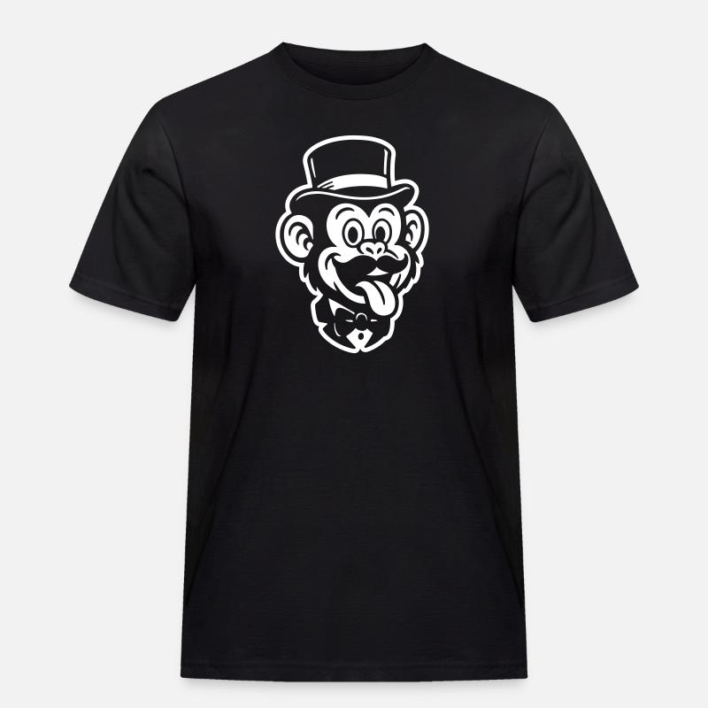 Affe Gentleman Comic - Männer Workwear T-Shirt - Schwarz
