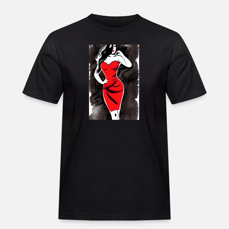 Pin up 2 - Männer Workwear T-Shirt - Schwarz