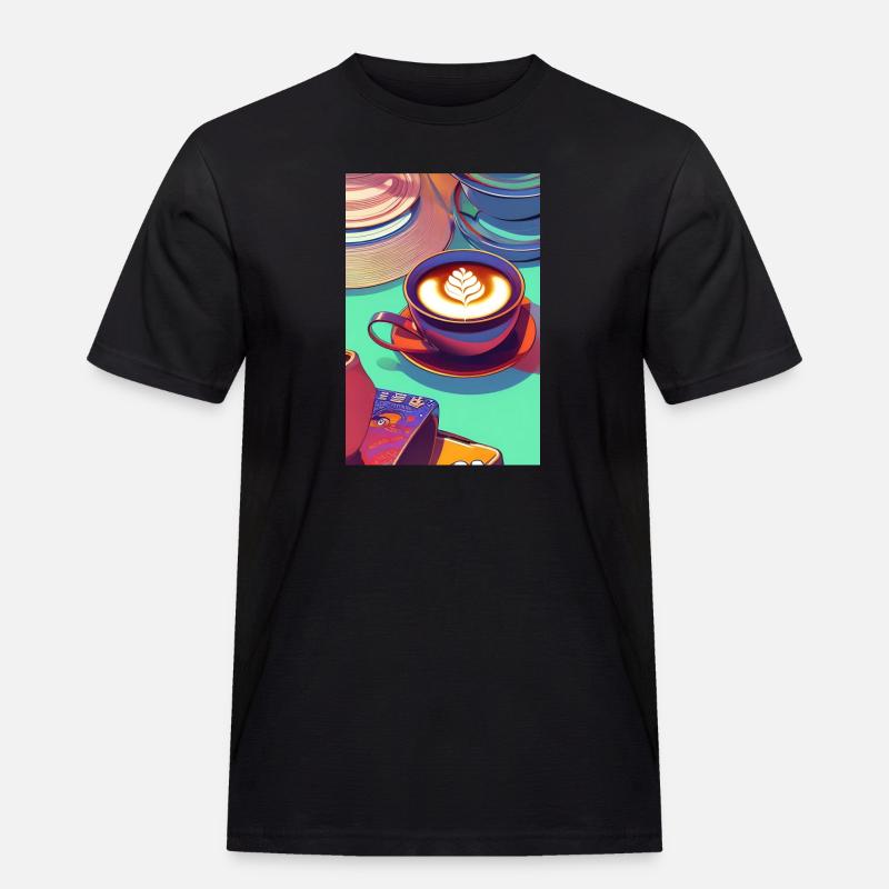 Kaffee, Kaffeebohnen - Männer Workwear T-Shirt - Schwarz