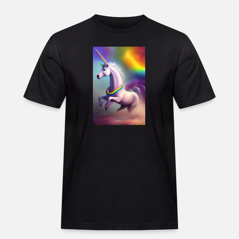 Einhorn - Männer Workwear T-Shirt - Schwarz