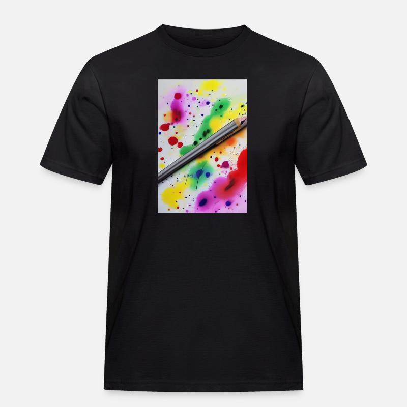 Farbspritzer - Männer Workwear T-Shirt - Schwarz