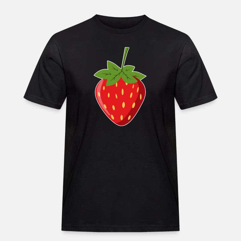 Erdbeere - Männer Workwear T-Shirt - Schwarz