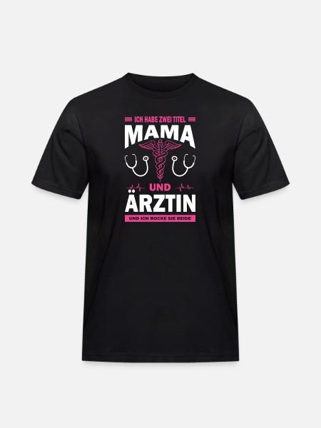 Mama und Ärztin - Männer Workwear T-Shirt - Schwarz