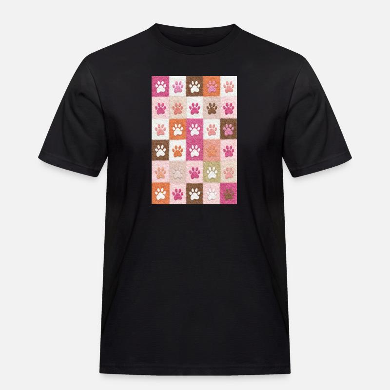 Pawprint Patchwork Plush Squares - Men's Workwear T-Shirt - black