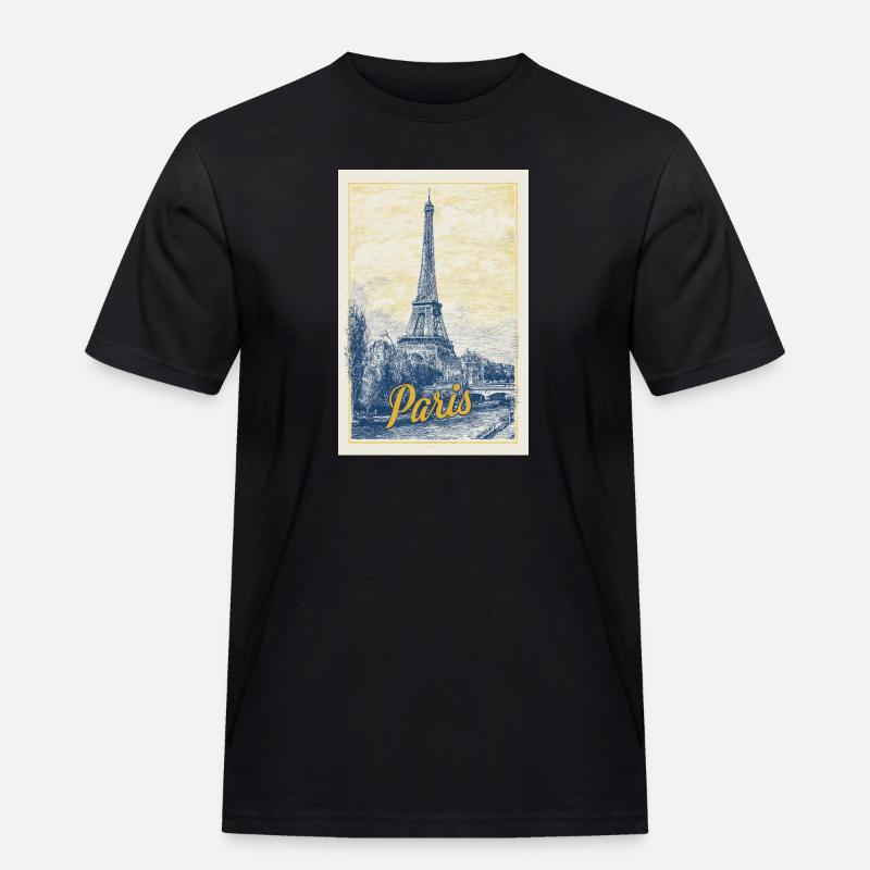 Pariser Eiffel-Bauplan - Männer Workwear T-Shirt - Schwarz