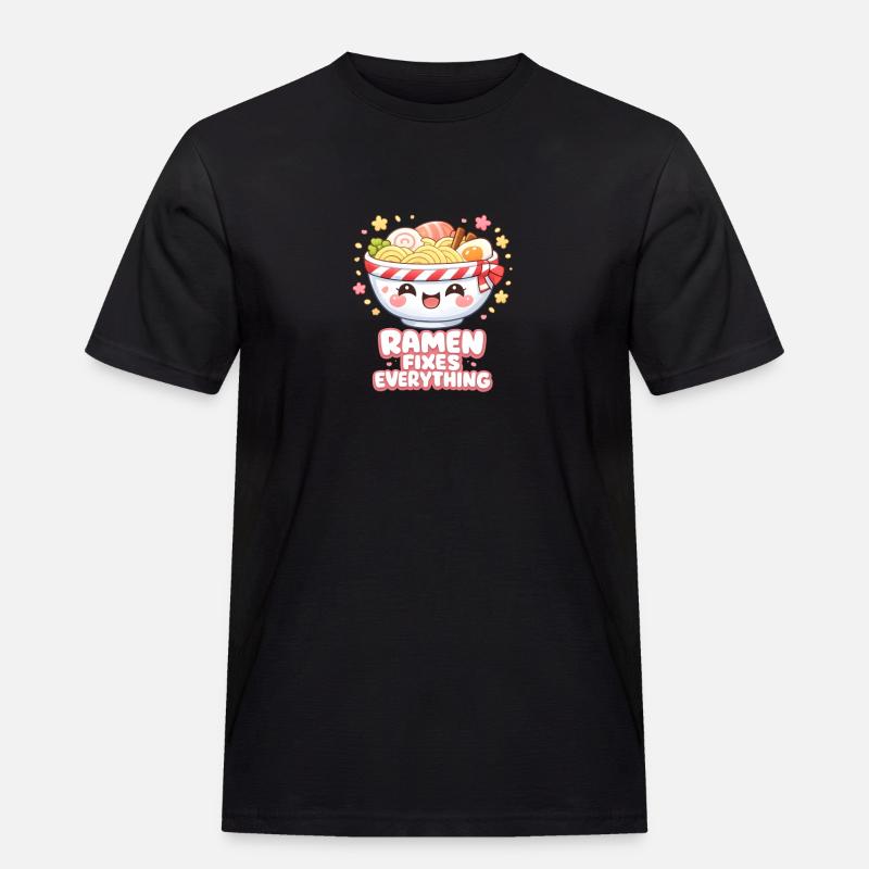 Ramen fixes everything - Männer Workwear T-Shirt - Schwarz