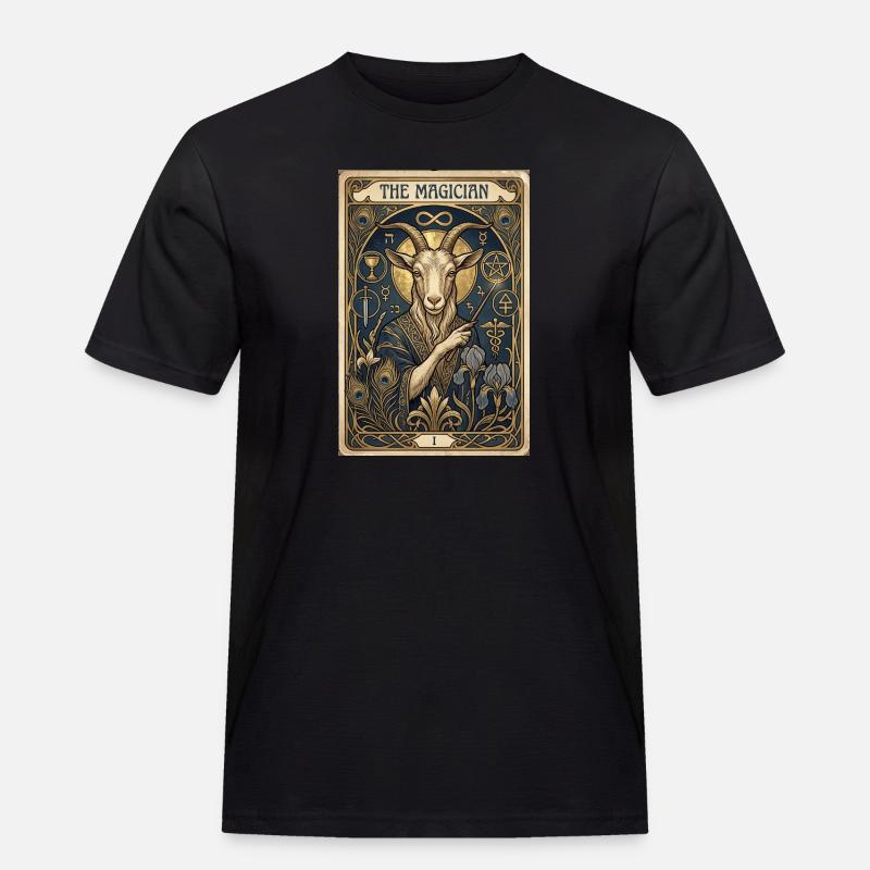 Ziegenbock, der Magier - Männer Workwear T-Shirt - Schwarz