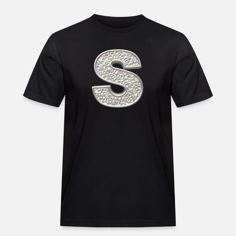 S, letter, initial, monogram, - Männer Workwear T-Shirt - Schwarz