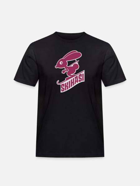 vl035d_skihasi_2c_schrift - Männer Workwear T-Shirt - Schwarz