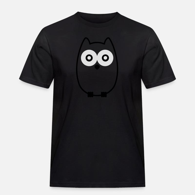 Eule - Männer Workwear T-Shirt - Schwarz