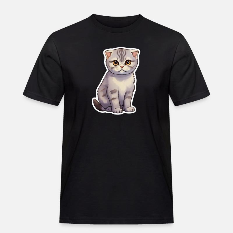 Scottish Fold Cat Cute - Men's Workwear T-Shirt - black