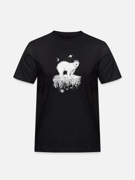 Eisbär mit Krone auf Eisscholle - Männer Workwear T-Shirt - Schwarz