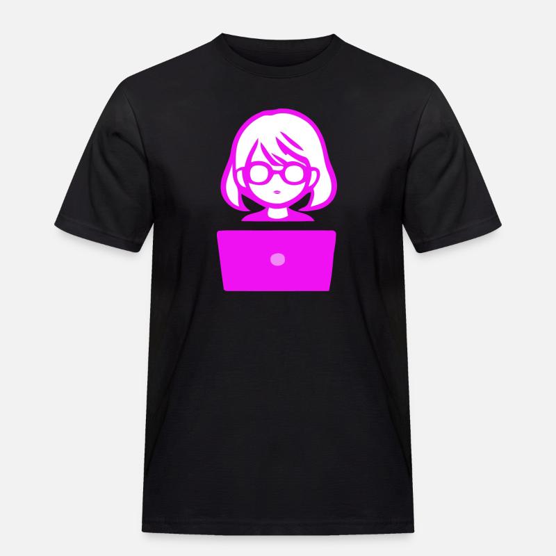 Woman with Computer Programmer Coder - Men's Workwear T-Shirt - black