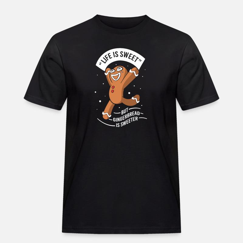 Lebkuchen Weihnachten Lebkuchenmann Gingerbread - Männer Workwear T-Shirt - Schwarz