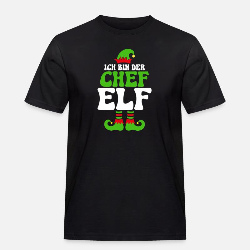 Ich bin der Chef Elf - Männer Workwear T-Shirt - Schwarz