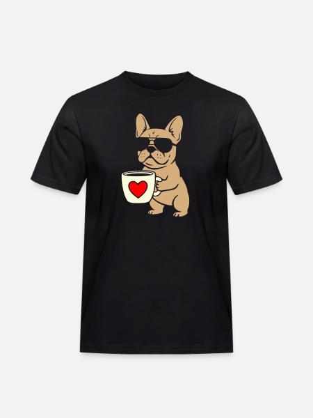 Frenchie Coffee Flat Design - Men's Workwear T-Shirt - black