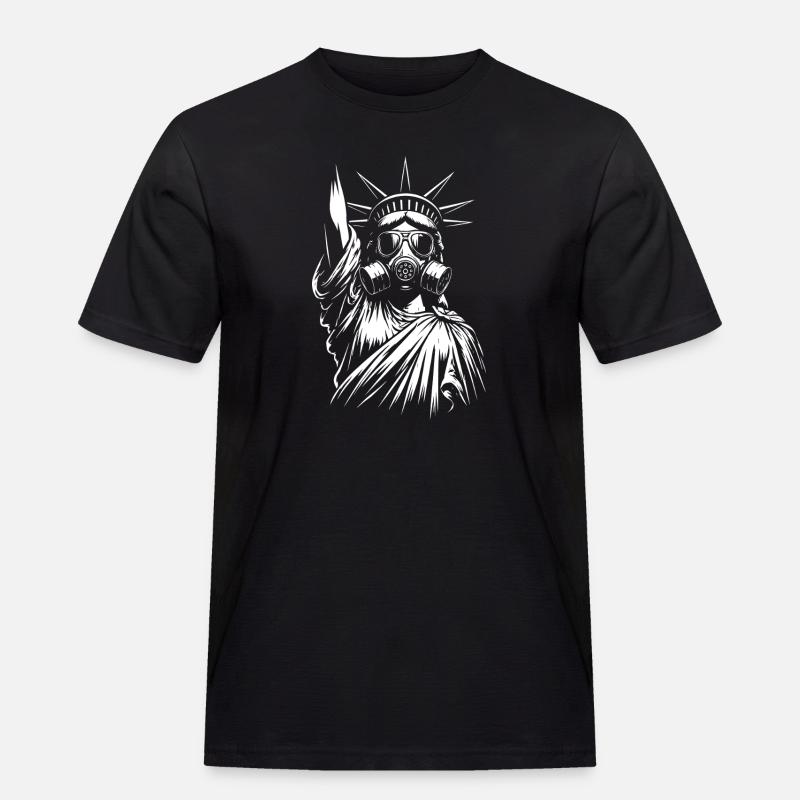 Freiheitsstatue mit Gasmasken-Design - Männer Workwear T-Shirt - Schwarz