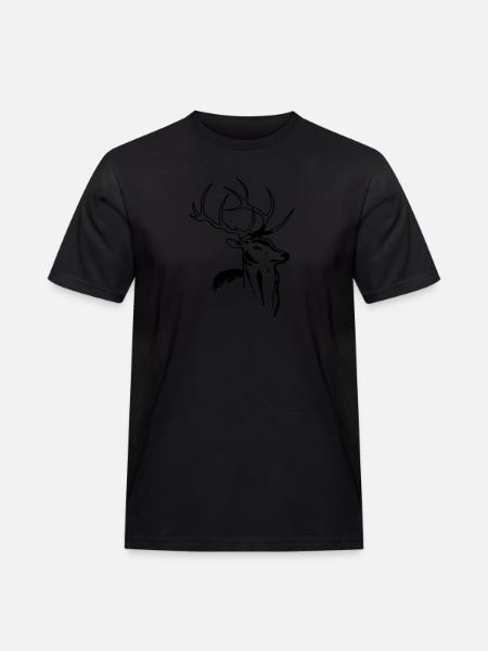Hirsch - Männer Workwear T-Shirt - Schwarz
