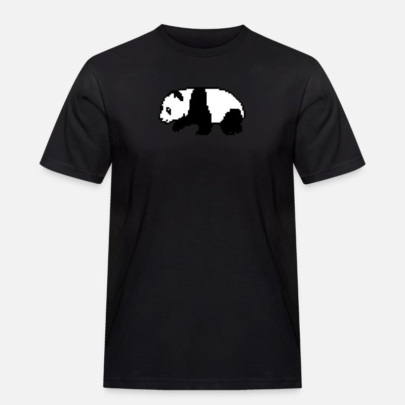 Pixel Panda - Männer Workwear T-Shirt - Schwarz