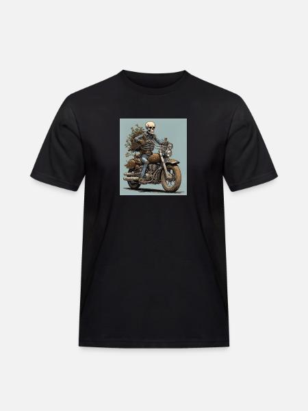 Skeleton Bones & Flowers Biker - T-shirt Workwear homme - noir
