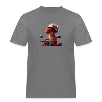 Happy Dino - Männer Workwear T-Shirt - Grau - Vorne - AI Model Male 185 dark (185cm)