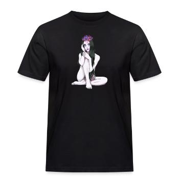 Pretty Naked Woman Flowers Spring Nature Girl - Men's Workwear T-Shirt - black - Front - AI Model Male 178 light (178cm)