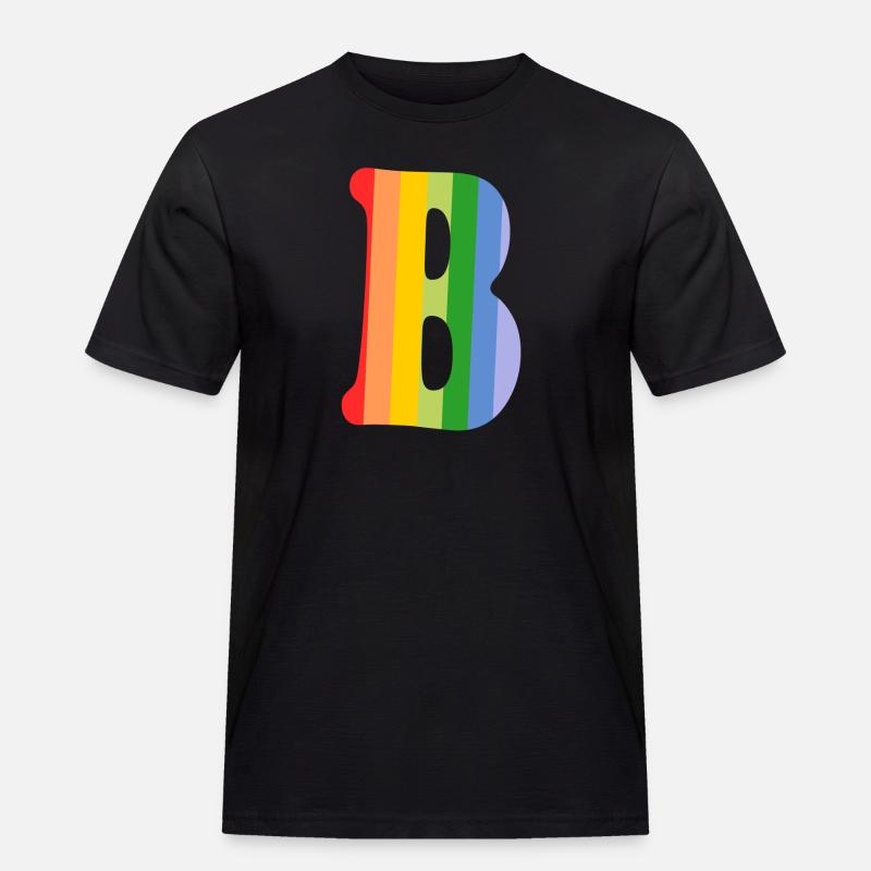Buchstabe B Regenbogen - Männer Workwear T-Shirt - Schwarz