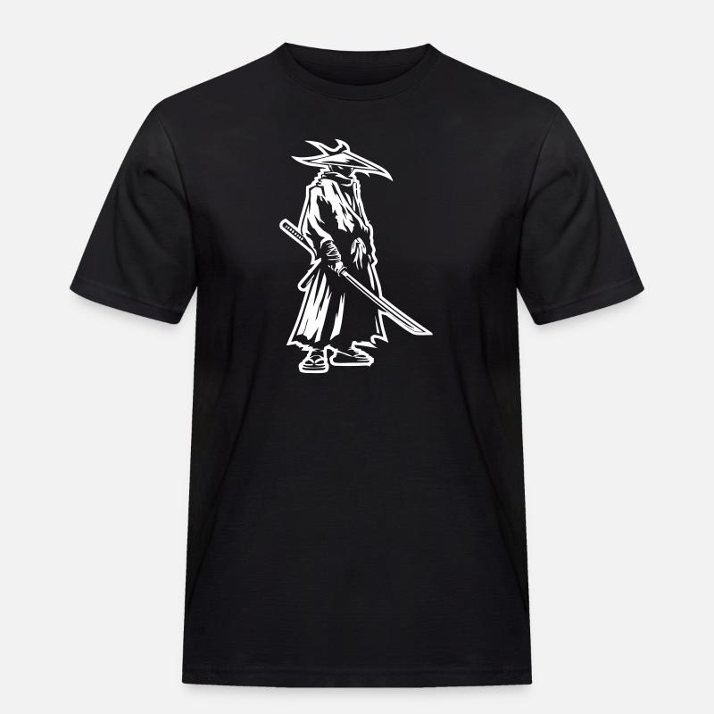 Mystischer Samurai mit Katana - Männer Workwear T-Shirt - Schwarz