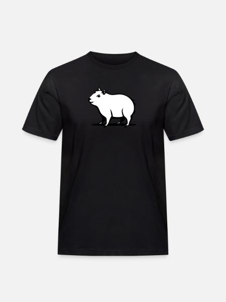 En söt capybara i en tecknad stam - Arbets-T-shirt herr - svart