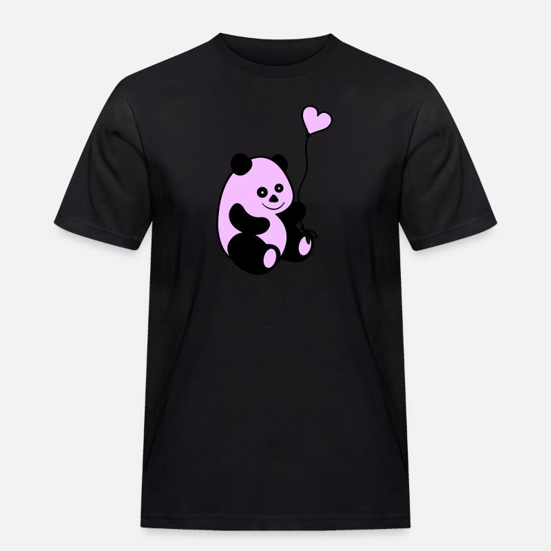 panda love - Männer Workwear T-Shirt - Schwarz