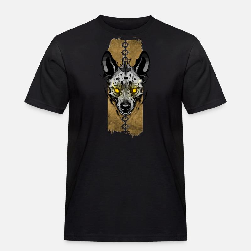 Wachsame Hyäne - Männer Workwear T-Shirt - Schwarz