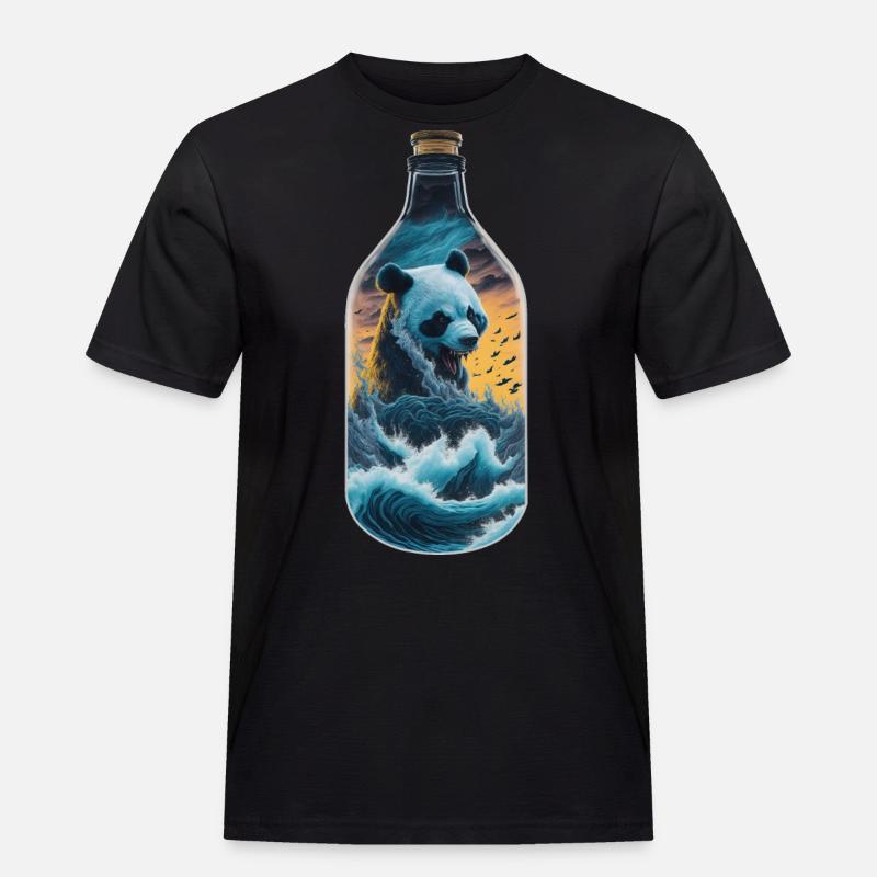 Panda - Männer Workwear T-Shirt - Schwarz
