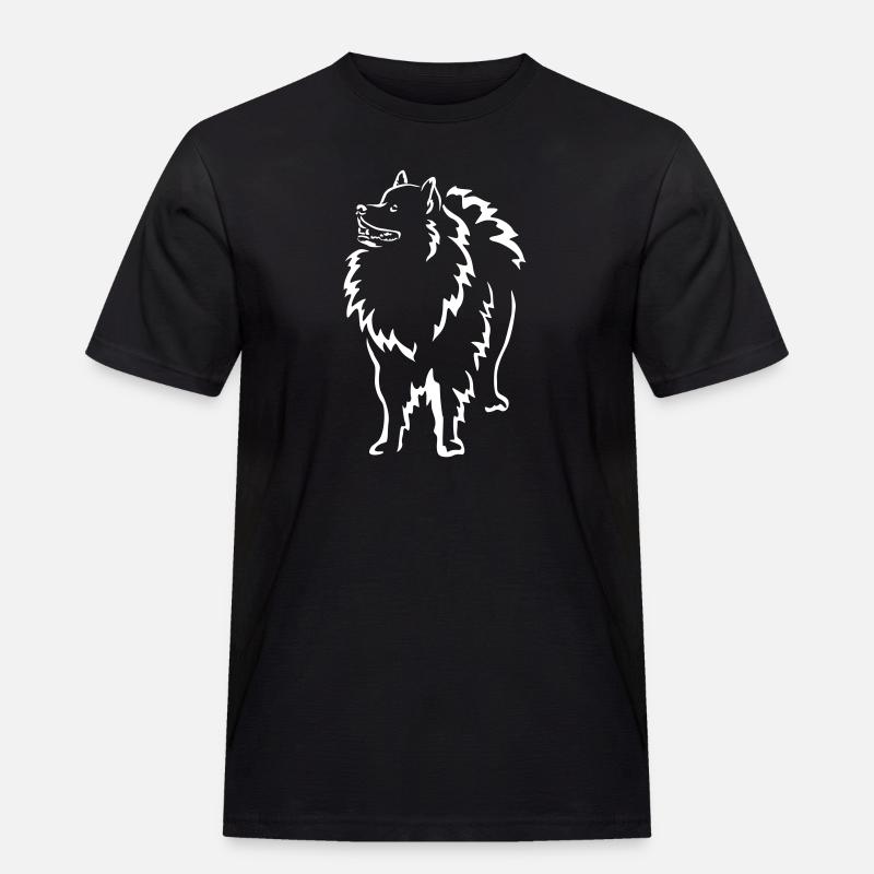 Wolfsspitz "Black Edition" - Männer Workwear T-Shirt - Schwarz
