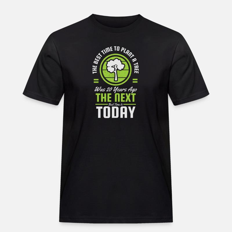 Nächster Zeitpunkt Heute Baumlogo - Männer Workwear T-Shirt - Schwarz