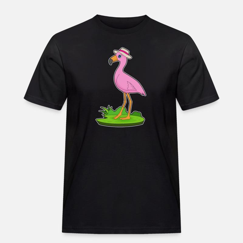 Flamingo Hut - Männer Workwear T-Shirt - Schwarz