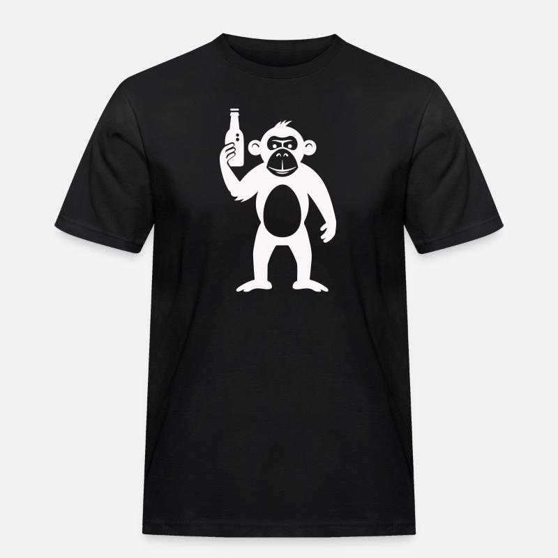 Humorvolle Affe mit Flasche - Männer Workwear T-Shirt - Schwarz