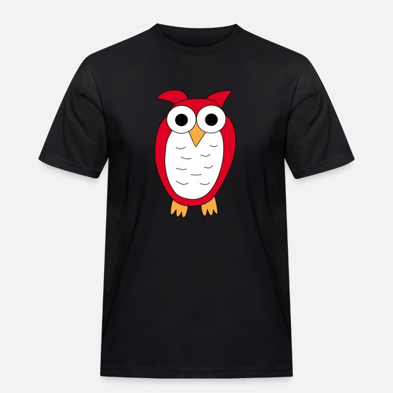 Eule rote Eule - Männer Workwear T-Shirt - Schwarz