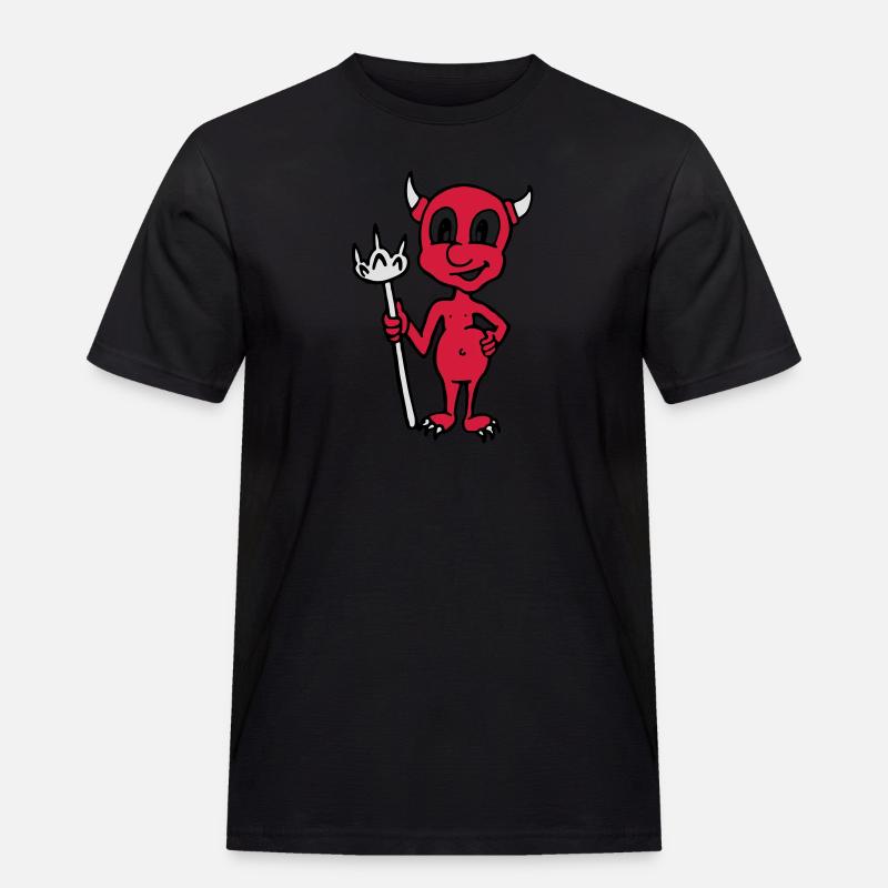 Little Devil - Männer Workwear T-Shirt - Schwarz